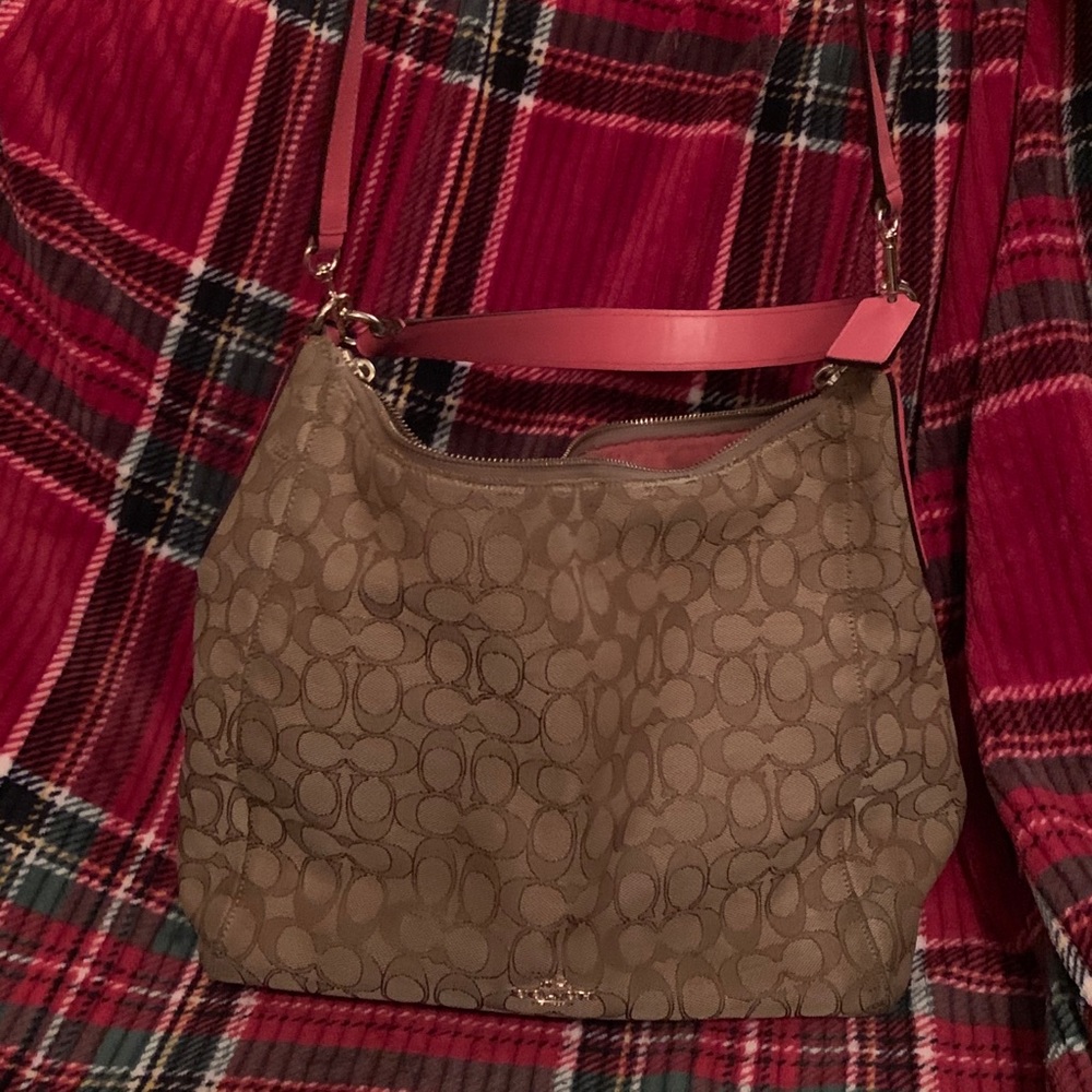 Coach bag with pink crossbody